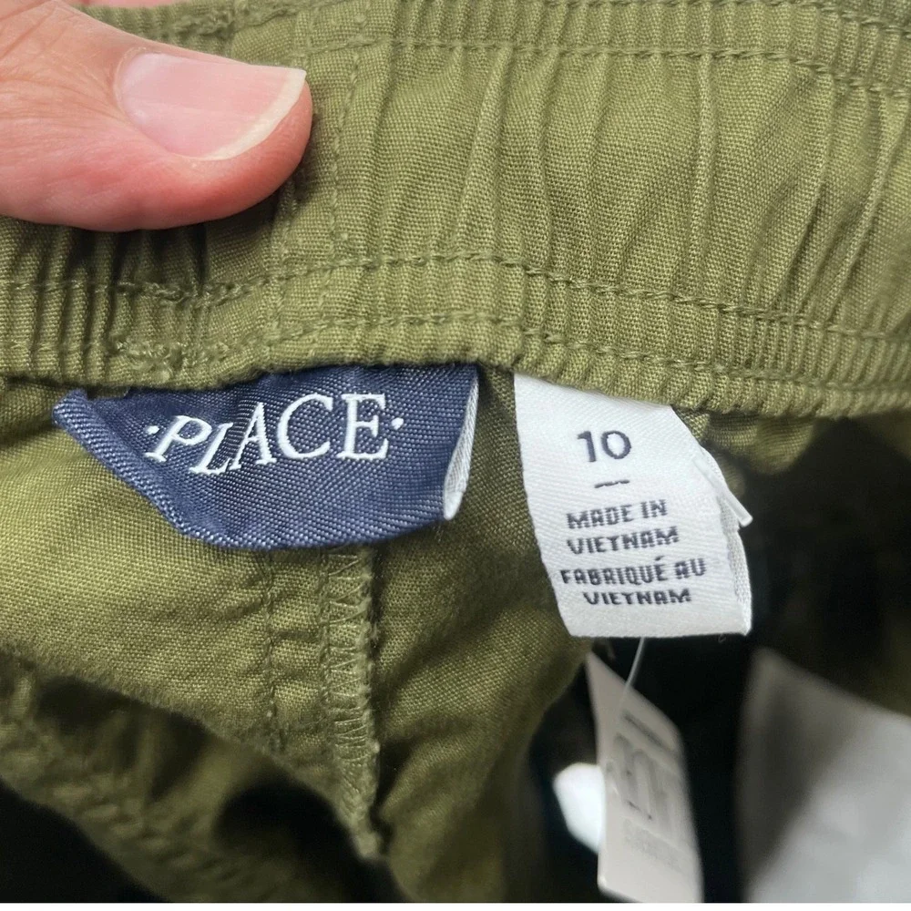 The Children's Place Cargo Shorts‎ Boys 10 Green Pull On Drawstring Gorpcore